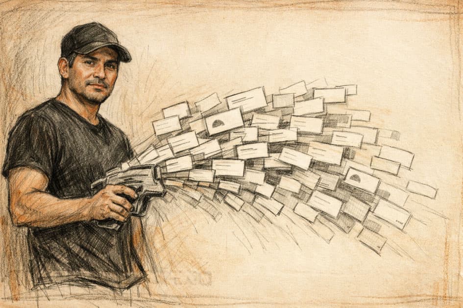 Tarjetas de presentación sobre una mesa